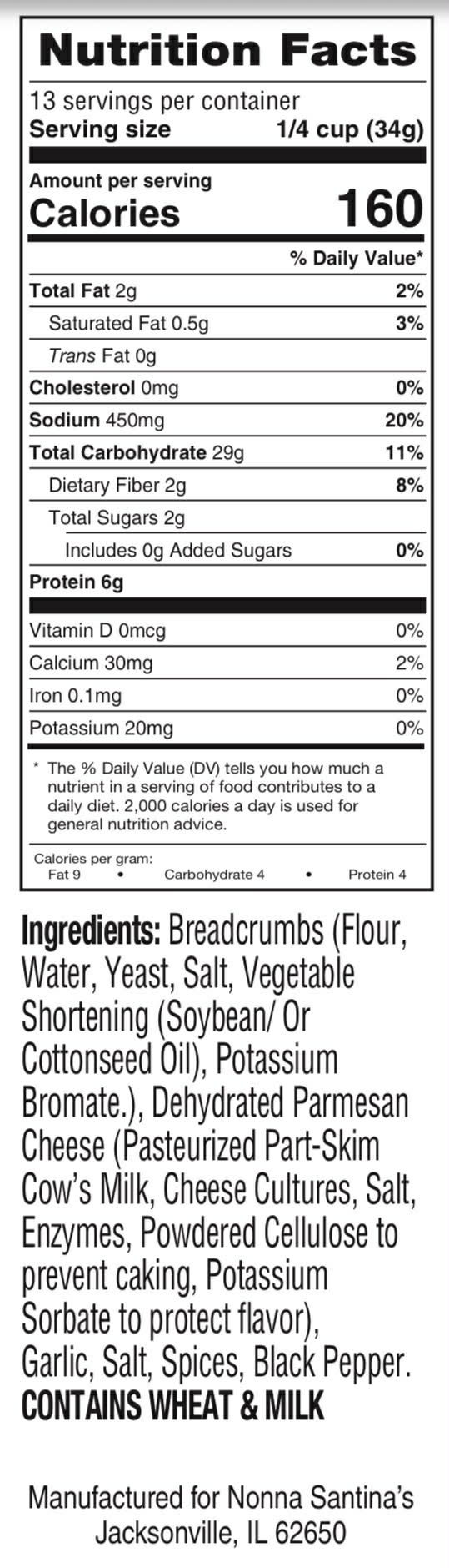 Nonna Santina's 16oz Breadcrumbs-Case